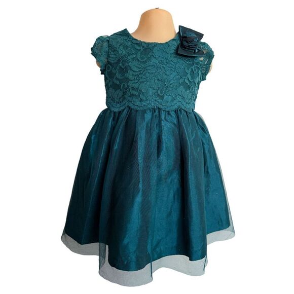 Jayne Copeland Formal Party Lace Green Dress Size 2T - Picture 1 of 4